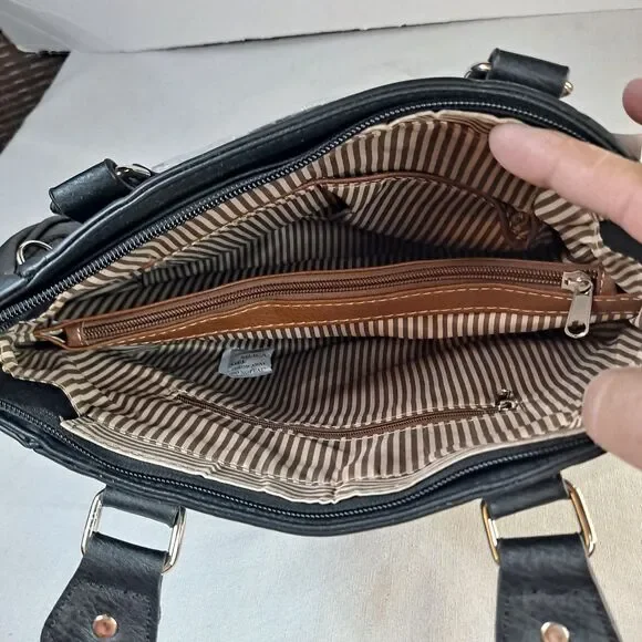 Unbranded Concealed Carry Hobo Bag Skull with Flames Western Goth Studded - Picture 3 of 13